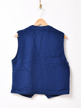 花柄 刺繍 デニムベスト