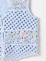 花柄 刺繍 デニムベスト