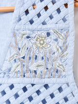 花柄 刺繍 デニムベスト