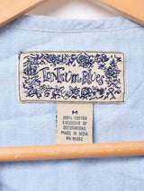 花柄 刺繍 デニムベスト