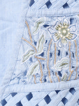 花柄 刺繍 デニムベスト