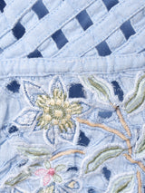 花柄 刺繍 デニムベスト