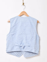 花柄 刺繍 デニムベスト