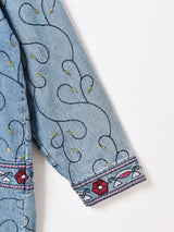 花柄 刺繍 デニムジャケット