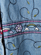花柄 刺繍 デニムジャケット