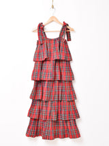 【3色展開】Meridian チェック柄 ラッフル キャミソールワンピース