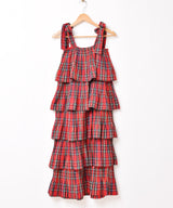 【3色展開】Meridian チェック柄 ラッフル キャミソールワンピース