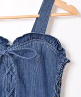 【2色展開】Emerald Motel デニム レースアップ キャミソールワンピース