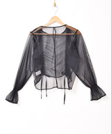 【2色展開】Meridian シアー フリル 長袖カットソー