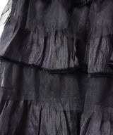 【3色展開】Meridian シアー×メッシュ フリル ロングスカート