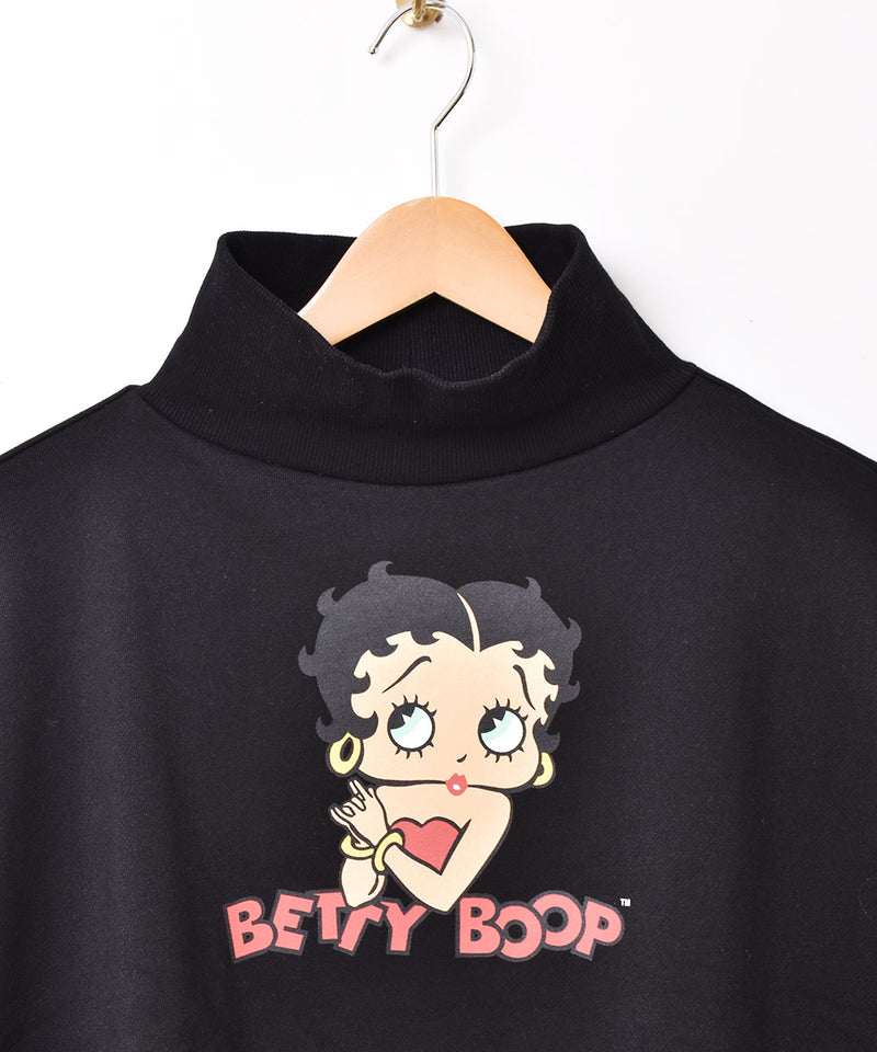 【2色展開】Meridian 「Betty Boop」 クロップド ハイネック スウェットシャツ