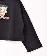 【2色展開】Meridian 「Betty Boop」 クロップド ハイネック スウェットシャツ