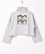 【2色展開】Meridian 「Betty Boop」 クロップド ハイネック スウェットシャツ