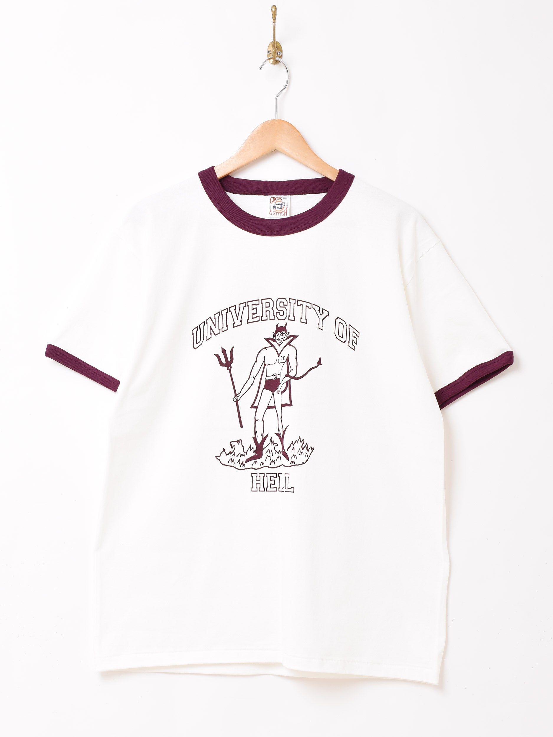 2色展開】 リンガーTシャツ Devil「UNIVERSITY OF HILL」 – 古着屋Top