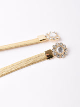 【2色展開】ストーン フラワー ゴムベルト