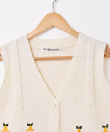 【2色展開】Elcamino フラワー刺繍 ニットベスト