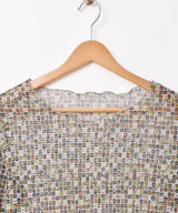 【3色展開】Meridian 総柄 長袖 シアーカットソー