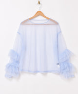 【3色展開】Meridian フリル 長袖 シアートップス