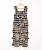 【3色展開】Meridian チェック柄 ラッフル キャミソールワンピース