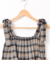 【3色展開】Meridian チェック柄 ラッフル キャミソールワンピース