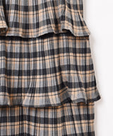 【3色展開】Meridian チェック柄 ラッフル キャミソールワンピース