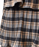 【3色展開】Meridian チェック柄 ラッフル キャミソールワンピース