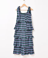 【3色展開】Meridian チェック柄 ラッフル キャミソールワンピース