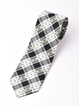 【2色展開】チェック柄 花刺繍 ネクタイ