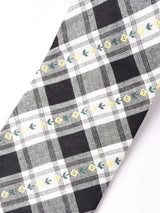 【2色展開】チェック柄 花刺繍 ネクタイ