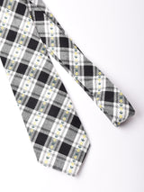 【2色展開】チェック柄 花刺繍 ネクタイ