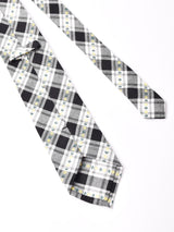 【2色展開】チェック柄 花刺繍 ネクタイ