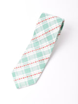 【2色展開】チェック柄 花刺繍 ネクタイ