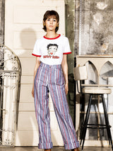 【2色展開】Meridian 「Betty Boop」クロップド リンガーTシャツ