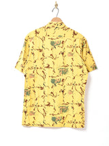 スタンドカラー 総柄半袖シャツ