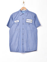 ストライプ 半袖 ワークシャツ
