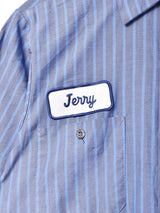 ストライプ 半袖 ワークシャツ