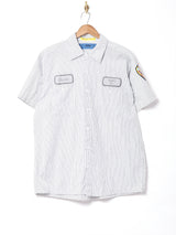 アメリカ製 ストライプ 半袖ワークシャツ