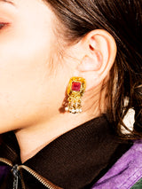 ビジュー スクエアイヤリング