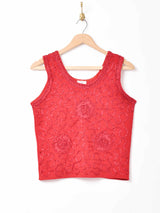 テープ刺繍 デザイン ノースリーブトップス