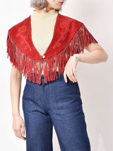 フリンジレザーケープ レッド