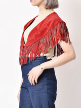 フリンジレザーケープ レッド