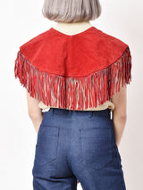 フリンジレザーケープ レッド