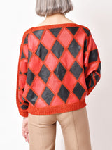 パッチワークデザイン レザートップス レッド