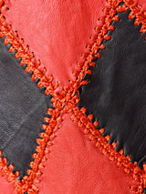 パッチワークデザイン レザートップス レッド