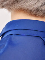 スタンドカラー シースルー七分袖ブラウス