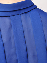 スタンドカラー シースルー七分袖ブラウス