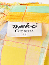 チェックパターンスリーブレスワンピース イエロー