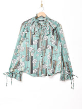 【2色展開】Meridian 総柄 ラッフルカラー ブラウス