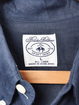 Brooks Brothers リネン 長袖シャツ ネイビー