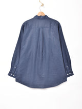 Brooks Brothers リネン 長袖シャツ ネイビー